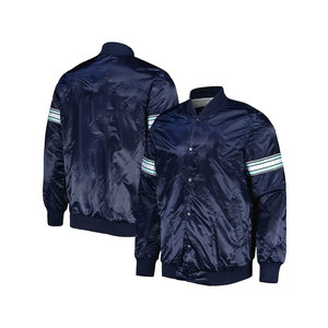 Blouson Bomber en Satin Noir Uni Personnalisé avec Manches Grises et Blanches – Tenue Décontractée - Product Image 6