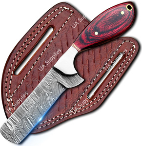 Couteau de survie, de chasse et de camping en acier Damas ultra-affûté, à lame pleine, avec manche en bois Pakka, qualité industrielle, OEM/OBM/ODM, faibles MOQ - Product Image 6