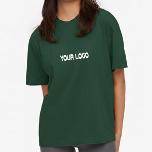 Nouvel Arrivage 2026 T-shirt Femme Coupe Ample Col Rond Manches Courtes Couleur Unie 100% Coton Jersey Décontracté Toutes Saisons Vert - Product Image 1