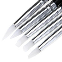 Ensemble de 5 pinceaux de manucure de luxe personnalisés à pointe en caoutchouc pour détails artistiques et stylo en silicone pour nail art