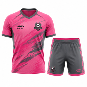 Ensemble d'uniformes de football personnalisés de qualité supérieure, maillot d'équipe personnalisé et short assorti pour hommes et garçons, kit de vêtements de sport athlétiques - Product Image 1