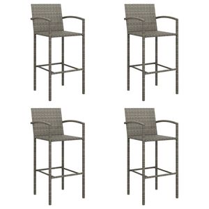 Conjunto de Bar para Jardín de Ratán PE Gris y Acero con Recubrimiento en Polvo, con Vidrio Templado, Colección de Muebles de Exterior Premium - Product Image 4