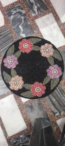Handmade <b>Beaded</b> Oval Anti-Slip Washable Plant Pattern Jacquard Woven Home Placemat - Product Image 3