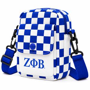 Bolso Bandolera Personalizado de la Hermandad Zeta Phi Beta con Logotipo Bordado en la Parte Delantera, Cierre de Botón Azul y Blanco, Uso Diario Informal para Mujer - Product Image 2