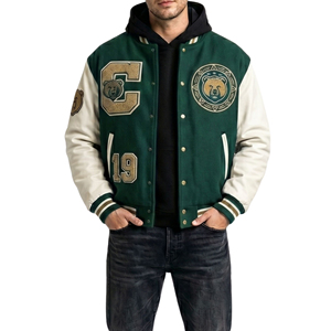 <b>Men's</b> Classic Letterman Varsity <b>Jacket</b> Winter Front Premium Fabric Waterproof Breathable Eco-Friendly Button Closure Casual - Product Image 5