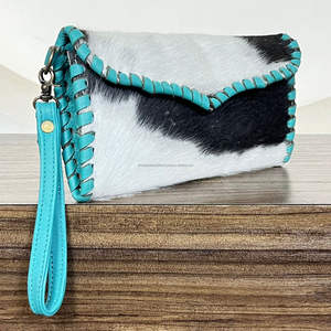 Cartera de Mano de Cuero Vacuno con Pelo Estilo Occidental para Mujer, Cartera Larga de Diseñador con Múltiples Compartimentos y Protección RFID, Monedero para Teléfono - Product Image 4