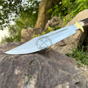 Couteau de chasse J2 en acier neuf, manche en bois de cerf, couteau de survie artisanal de collection, lame de 11 pouces, finition haute brillance - Product Image 5