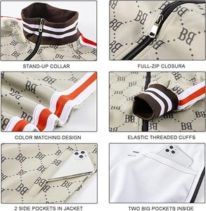 ชุดวอร์มแบบ unisex แขนยาว พิมพ์ลายตัวอักษร สไตล์สปอร์ต พร้อมซิปและกระเป๋าข้าง เหมาะสำหรับใส่ในฤดูใบไม้ร่วง - Product Image 2