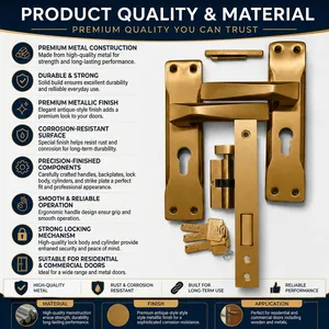 Premium Gold Brass Mortise Door Handle <b>Lock</b> Set Heavy-Duty <b>Security</b> Cylinder Modern Design Rust Resistant for Wooden Doors - Product Image 2