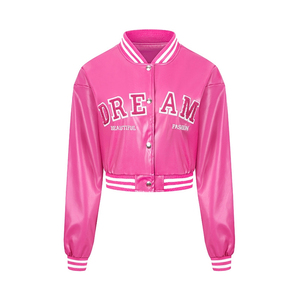 Veste universitaire de haute qualité pour femmes, veste universitaire personnalisée pour femmes, veste universitaire courte pour femmes, veste universitaire en cuir PU - Product Image 2