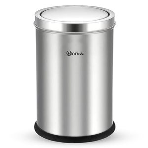 Cubo de basura de acero inoxidable con tapa abatible y tapa extraíble para el hogar, cocina, baño, oficina, 10x14 pulgadas - 18 litros - Product Image 1