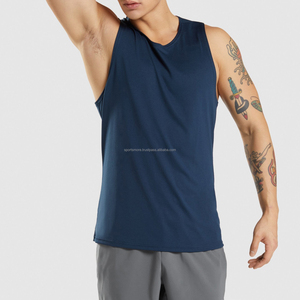 Men's Knitted Polyester Cotton Tank Tops Cotton Sleeveless Shirts Lightweight Gym Athletic Tank Top - Product Image 6