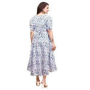 Designer Blue Bitter Silk Robe de travail à impression numérique Pièce unique Style indien - Product Image 2