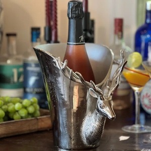 Modern Hammered Stainless Steel Ice Bucket Round Design Rust Resistant Party Beverage Cooler Tub - Product Image 6