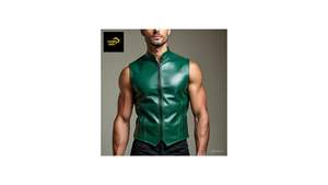 Chaleco de Cuero Grabado en Relieve para Hombre, Marca Champ King, Negro, Casual, Transpirable, Ecológico, con Botones y Cremallera, para Invierno - Product Image 3