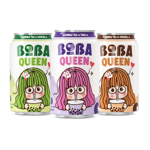 เครื่องดื่มชาบับเบิ้ล Boba Queen 5รสชาติ | ของแท้, มัทฉะ, เผือก, น้ำตาลทรายแดง, กาแฟกระป๋อง330มล. พร้อมไข่มุก Boba - Product Image 1