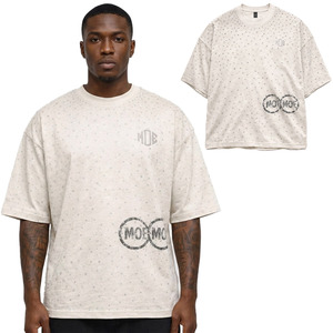 Y2k Trendy Men's shirts Rhinestone Graphic T-shirt Beige Oversized Cotton Tee Washed Streetwear <b>Hip</b> Hop Luxury Custom Print Top - Product Image 1
