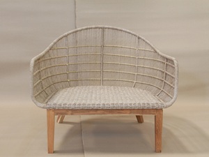 Sillón de Exterior con Estructura de Aluminio y Madera de Teca Sólida, Tejido de Ratán Sintético, Incluye Cojín y 1 Almohada - Product Image 2