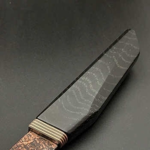 Premium Handmade Copper Damascus Pattern Outdoor Chef <b>Kitchen</b> Knife With Stabilized Wood Handle For <b>Camping</b> And Travel Cooking - Product Image 2
