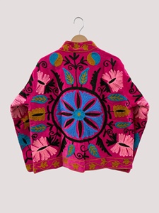 Handmade Traditional Floral Velvet <b>Jacket</b> Women Ethnic Boho Winter Short Coat Elegant Artistic Fashion Piece - Product Image 2