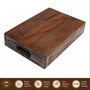 Restaurant & Hotel Supplies High Quality Best Selling 100% Natural <b>Pine</b> Wood Food Serving Tray with Handles from Indian Supplier - Product Image 4