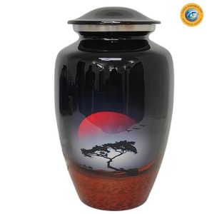 Urna Funeraria de Metal Pintada a Mano, Estilo Americano con Diseño de Faro, Ecológica, para Cenizas Humanas, Artículos Funerarios, Recuerdo Conmemorativo - Product Image 4