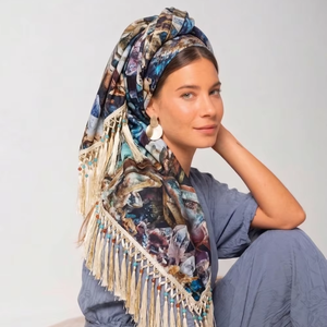 Premium <b>Square</b> <b>Scarf</b> With Tassel Custom Printed Soft Lightweight Women Fashion Headscarf OEM ODM Wholesale - Product Image 1
