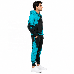 Ensemble de survêtement pour homme avec sweat à capuche imprimé et fermeture éclair, pantalon de jogging décontracté coupe régulière, en polyester imprimé FRENCH TERRY, usine B2B - Product Image 2