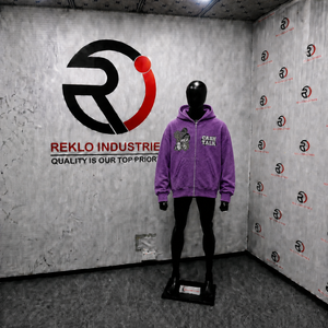 Sudadera con capucha de forro polar para hombre, de peso pesado, estilo urbano, con cremallera, color morado, corte relajado, diseño estampado, ajuste regular A - Product Image 3
