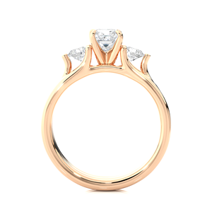 Anillo de Diamantes Naturales de Oro de 18K de Lujo para Mujer, 0.96CT, 3 Piedras, Corte Princesa y Redondo, Joyería de Diamantes para Boda - Product Image 2