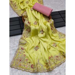 Vestido de carrera Saree de trabajo con bordado y lentejuelas de varios colores con codificación intrincada - Product Image 3