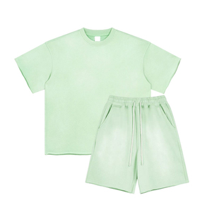 Ensemble T-shirt et short respirant pour homme, style décontracté, délavé à l'acide, idéal pour l'été – Vente en gros OEM - Product Image 4