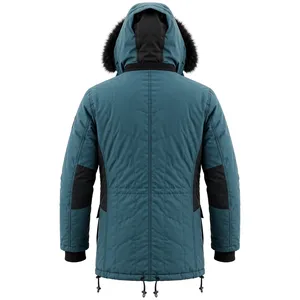 Men's Hooded <b>Fleece</b> Jacket Waterproof Polyester Shell Color Block <b>Zipper</b> Outdoor Autumn Winter Sportswear - Product Image 2