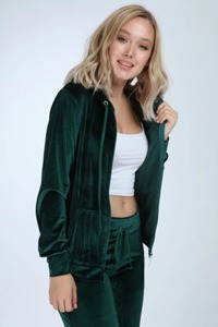 Top Selling Women's Velour Sets Zip up Crop Top Shorts Regular Fit 100% Cotton Solid Custom Logo Autumn Tracksuits OEM - Product Image 5