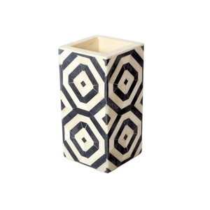 Soporte para Bolígrafos de Alta Calidad con Incrustaciones de Hueso en Mosaico, Forma Ovalada, para Escritorio - Product Image 3