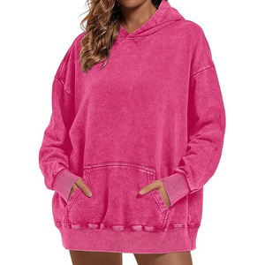 Sudadera con capucha de estilo urbano con lavado ácido y efecto desgastado para mujer, nueva llegada, diseño elegante personalizado, talla grande, precio al por mayor - Product Image 2