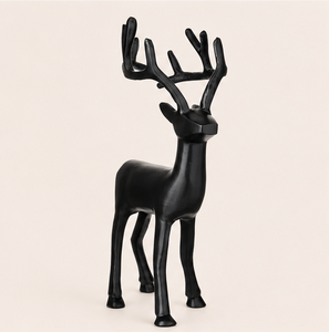 Nordic Style <b>Matte</b> Black Reindeer Ornament Elegant Aluminum Stag Figurine For Festive Tabletop Display Modern Animal Showpiece - Product Image 3