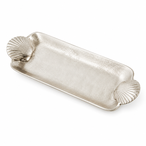Luxury <b>Silver</b> Polished Metal Serving Tray with Hand-Woven Rattan Handles Decorative Oval Platter for <b>Coffee</b> <b>Table</b> Home Decor - Product Image 5