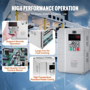 Variador de Frecuencia (VFD) de 7.5KW 34A 10HP para Control de Velocidad de Motores Trifásicos - Product Image 2
