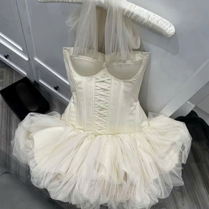 Robes mini plissées sexy pour femmes, taille naturelle, coupe ajustée, sans bretelles, en mousseline, décontractées, lavables, prix d'usine, personnalisables - Product Image 5