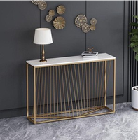 Table Console Multifonctionnelle Faite à la Main en Acier Doré, Écologique et Durable, Style Ferme Moderne, Idéale pour Appartement, Bureau, Hôtel - Offre Spéciale