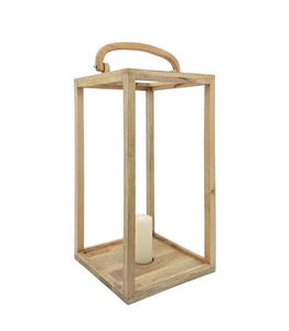 Accesorios de Iluminación Modernos para Interiores del Hogar, Linterna Navideña de Primera Calidad con Marco de Madera Marrón, Asas de Metal, Vela de Madera - Product Image 1