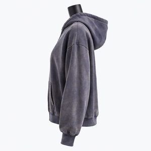 Glory Custom Washed <b>Fleece</b> Zip Up Hoodie Heavyweight Cotton Distressed Graphic Streetwear Oversized Men Winter <b>Jacket</b> For Unisex - Product Image 6