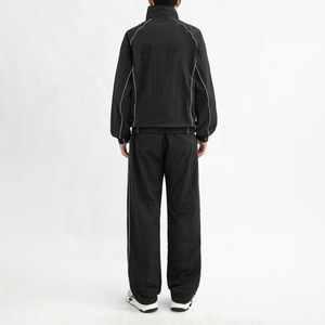 Men <b>Reflective</b> Tracksuit Set Stand Collar <b>Jacket</b> Relaxed Fit Pants Lightweight Nylon Woven Water Repellent <b>Running</b> Outfit - Product Image 4