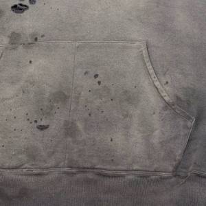 Custom Streetwear Embroidery Heavy Weight Sun Faded <b>Zip</b> up Acid Wash Sweatshirt Rhinestone Boxy <b>Cropped</b> Distress <b>Hoodies</b> for Men - Product Image 4