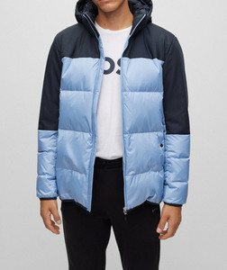 Custom Men's Two Tone Black Sky Blue Quilted Puffer Jacket Lightweight Winter <b>Zip</b> <b>Up</b> 100% Polyester Jacket OEM ODM Manufacturer - Product Image 3