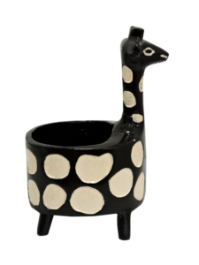 Black and White Spotted Iron Gold Plated Classic Giraffe Planter <b>Figurine</b> Tabletop Decor - Product Image 4