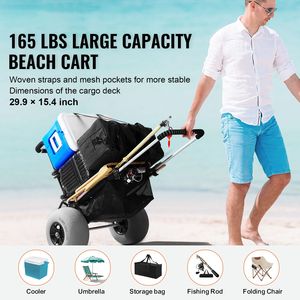Carrello Pieghevole da Spiaggia con Ruote Grandi 29.9" X 15.4" Pianale di Carico 12" Ruote a Palloncino Capacità di Carico 165LBS Attrezzatura per Campeggio e Spiaggia - Product Image 2