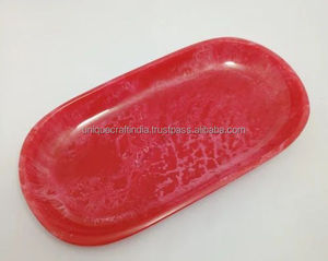 Bandeja de Resina Rectangular Vintage Multicolor Estilo Bohemio para Mesa de Centro, Baño o Tocador de Hotel - Product Image 1