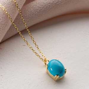 <b>Opal</b> Vintage Charm <b>Necklace</b> 925 Sterling Silver 14K Gold Plated Oval Pendant IGI Certified Lab Created February Birthstone - Product Image 3